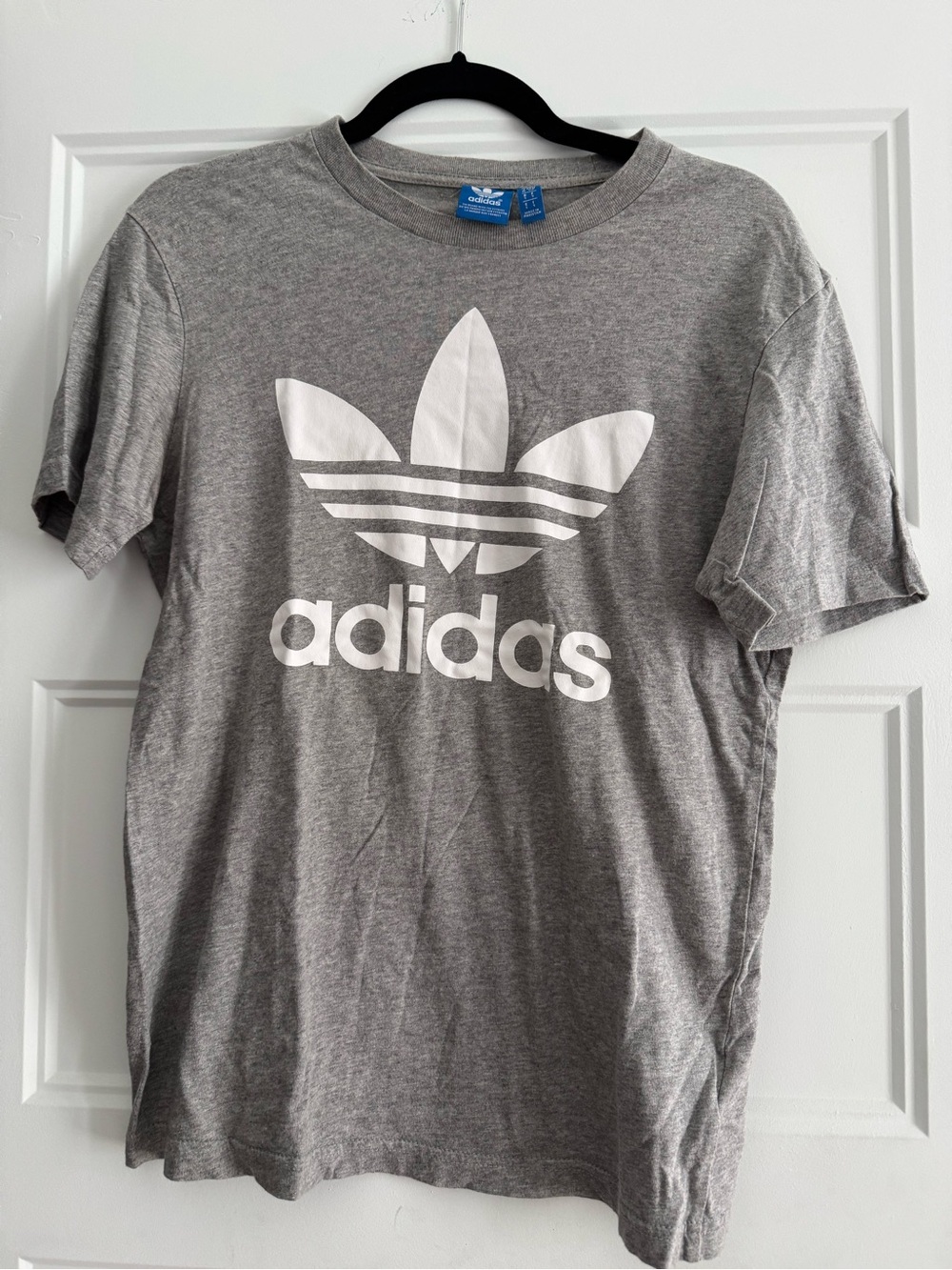 adidas Gray Short Sleeve Tee with White Trefoil Logo